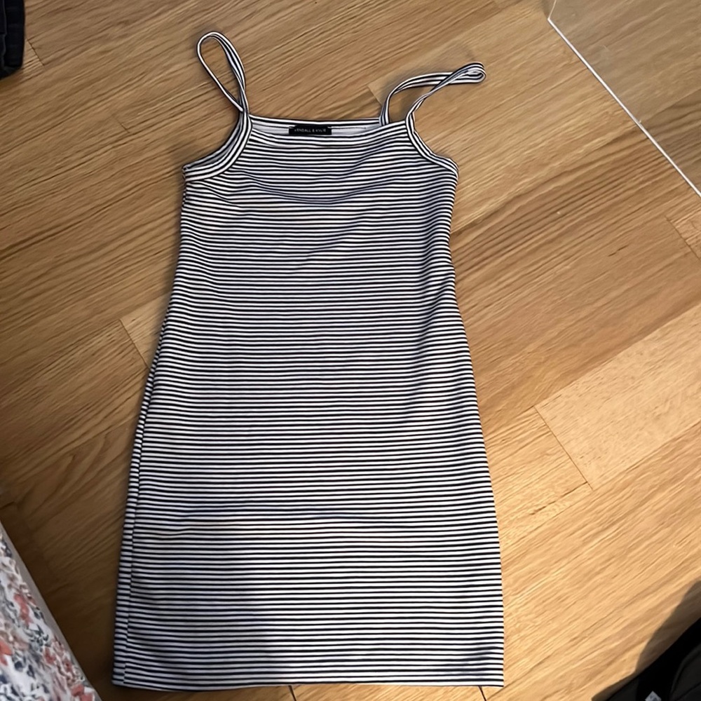 Kendall & Kylie navy and white stripped mini dress